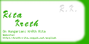 rita kreth business card